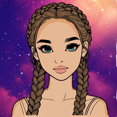 realistic girl with braids