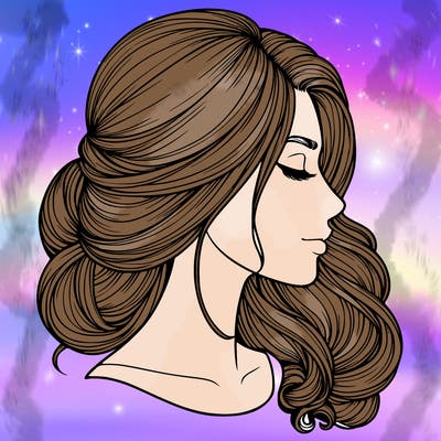 realistic woman's head & hair