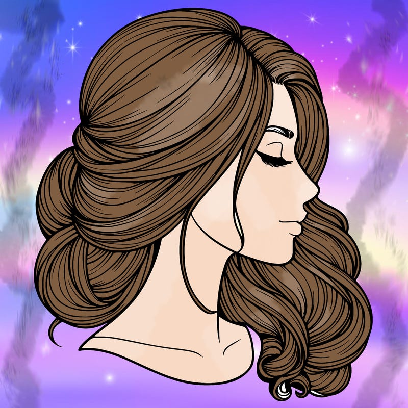 realistic woman's head & hair
