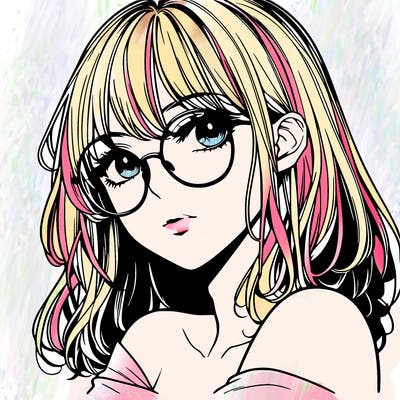 manga woman character with glasses and nice lips
