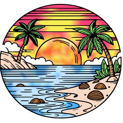 a sunset on the beach