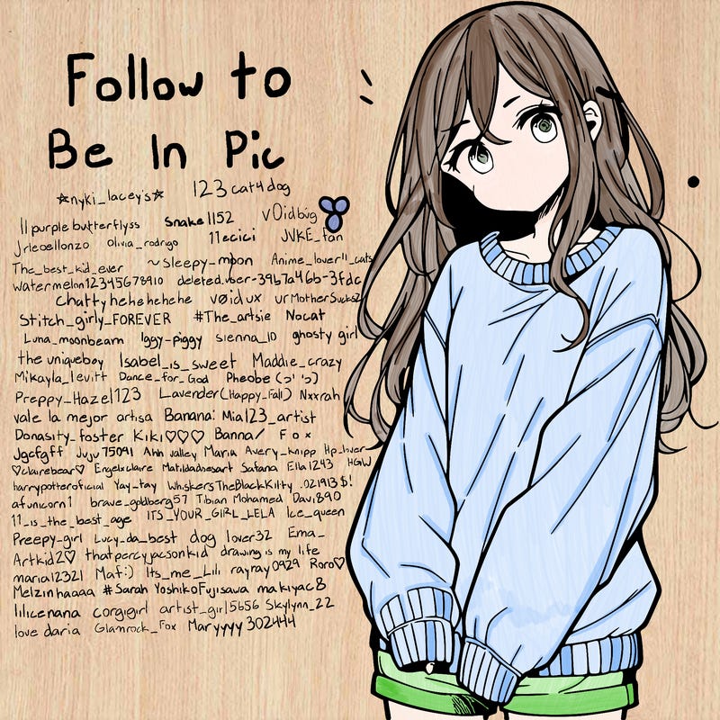 manga teen girl  in a sweater and baggy pants