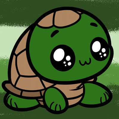 cute little animated turtle