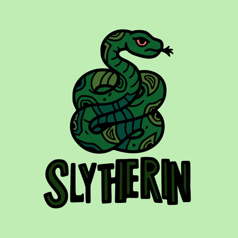 slytherin but the letters are snakes