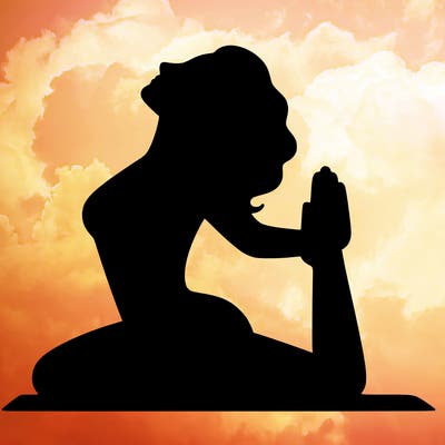 a woman does yoga, the sun salutation