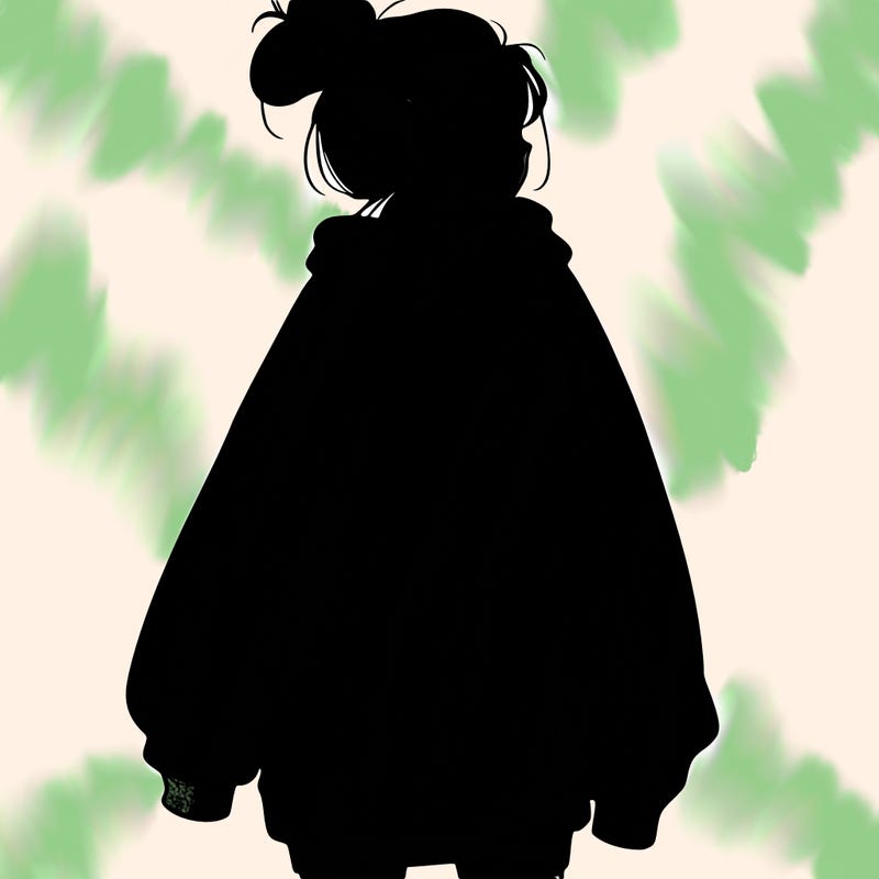 realistic girl with a oversized sweatshirt on and a bun