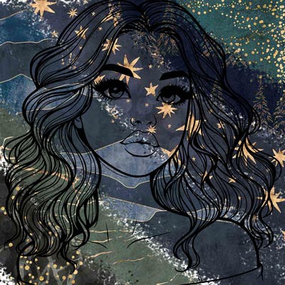 realistic girl with wavy hair and lips