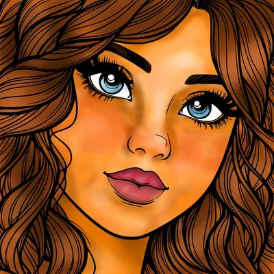 beautiful realistic girl close up to the camera with wavy hair,