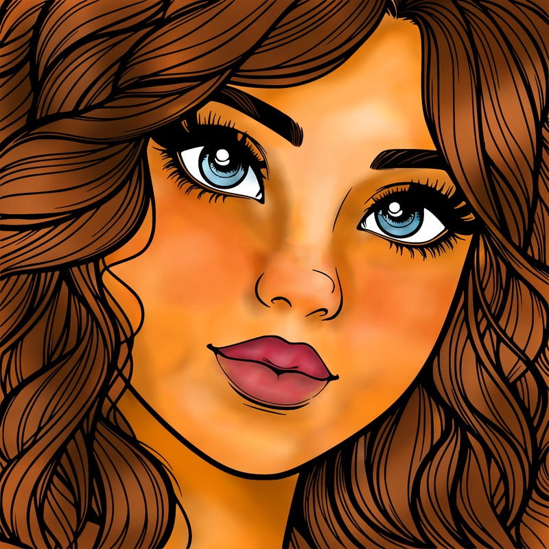 beautiful realistic girl close up to the camera with wavy hair,