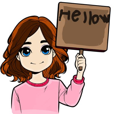 realistic girl holding up a sign