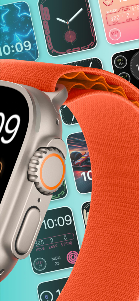 Buddywatch - Watch Faces - Apple Watch avec bracelet orange et cadrans personnalisés de Buddywatch
