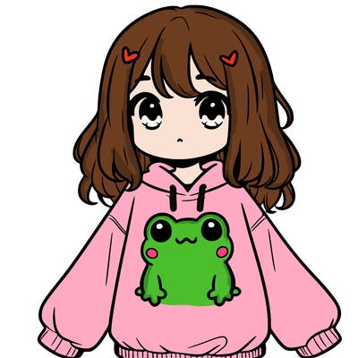 girl wearing frogging sweatshirt