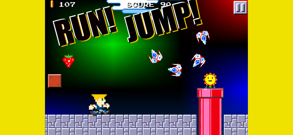 SUPER MEGA RUNNERS - Super Mega Runners retro 8-bit platformer gameplay showing a pixel character running and jumping