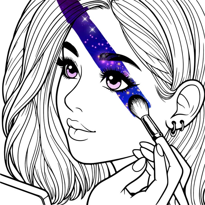 a realistic girl doing her makeup