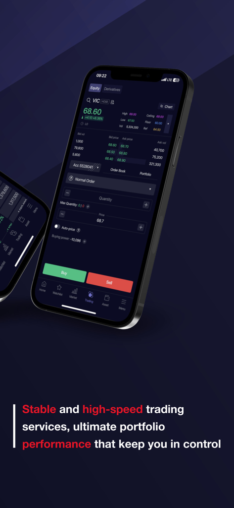 SSI iBoard Pro - SSI iBoard Pro mobile app interface showing real-time stock trading data and buy-sell options