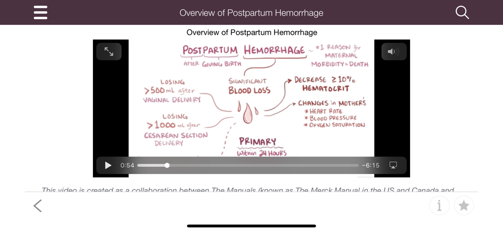 MSD Manual Guide to Obstetrics - Educational video overview of postpartum hemorrhage medical guidelines in the MSD Manual app