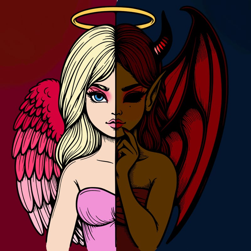 realistic angel half demon