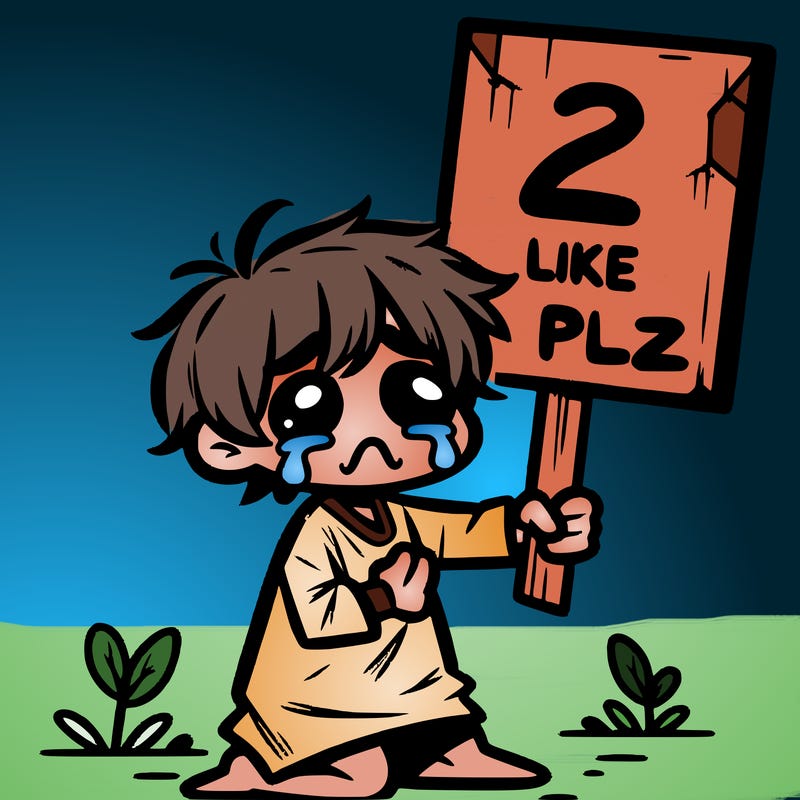 small poor toddler crying with sign that says 2 like plz