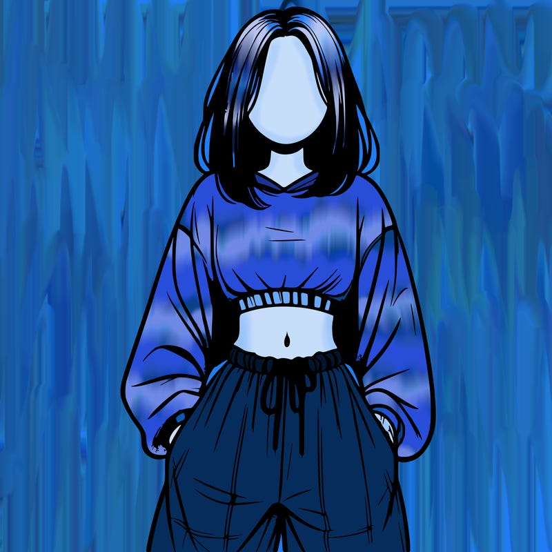 realistic girl faceless with baggy pants and a crop top
