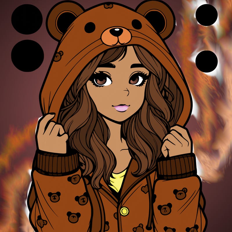 realistic girl in a animal pjs hoodie