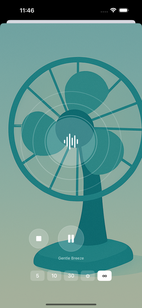 Drop: Focus & Calm - Gentle Breeze fan soundscape interface in the Drop Focus and Calm app