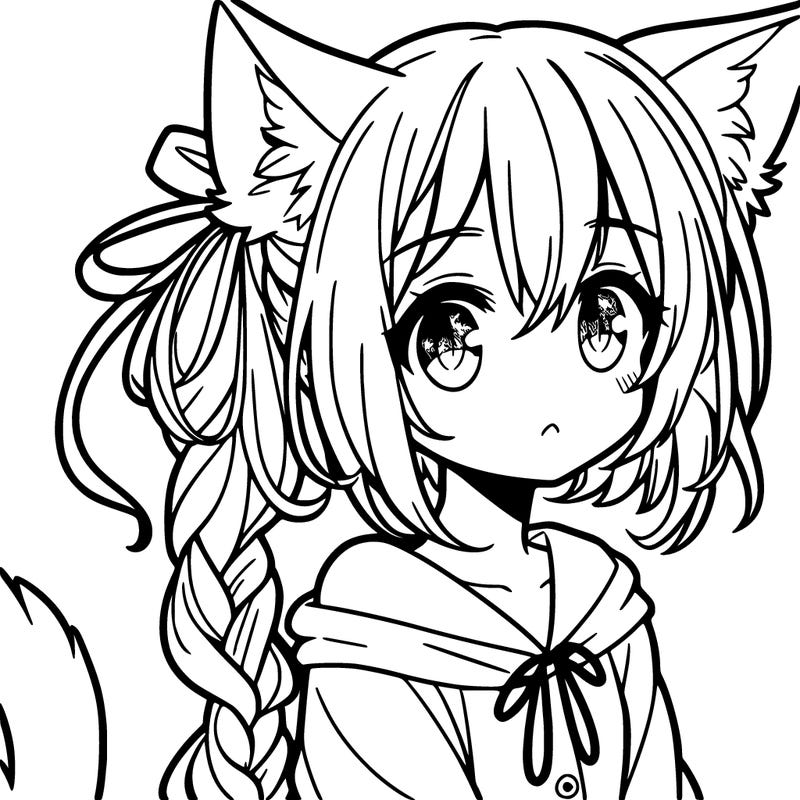 manga girl with ears and a tail
