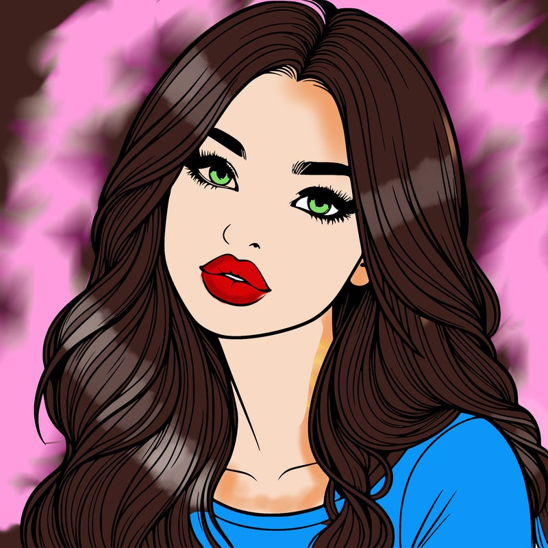 realistic girl with hair on her hair and lips