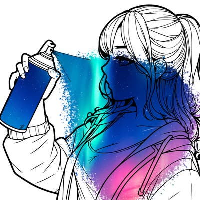 a realistic girl spray, painting