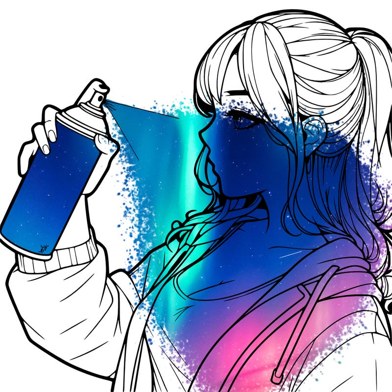 a realistic girl spray, painting