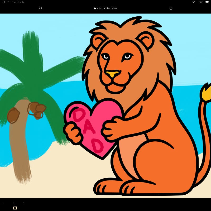 a lion holding a heart