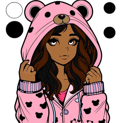 realistic girl in a animal pjs hoodie