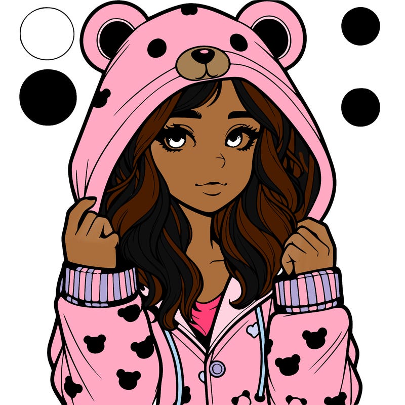 realistic girl in a animal pjs hoodie