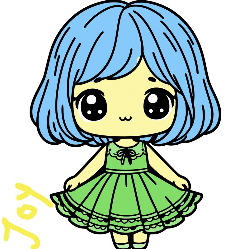 cute girl with short hair in a cute dress