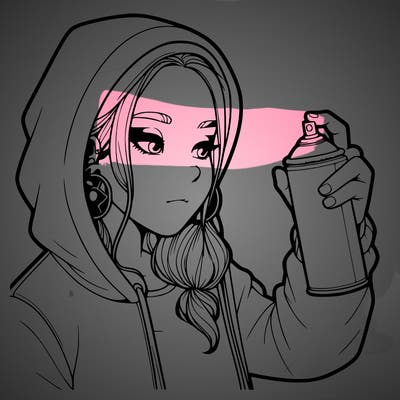a realistic girl, spray painting