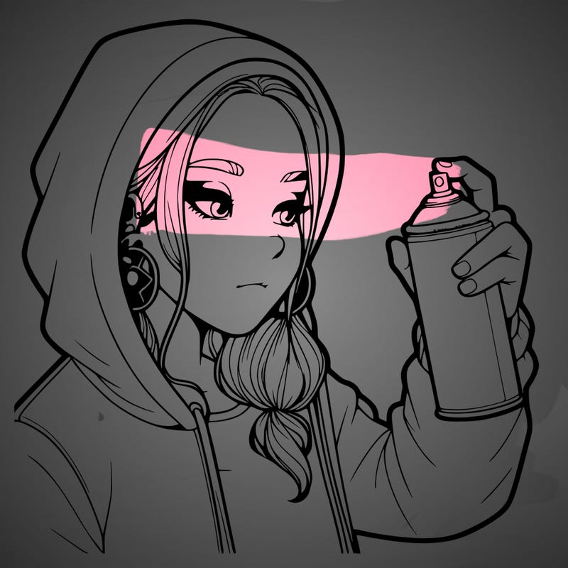 a realistic girl, spray painting
