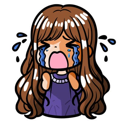 a girl crying with long hair