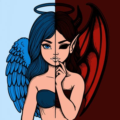 realistic angel half demon