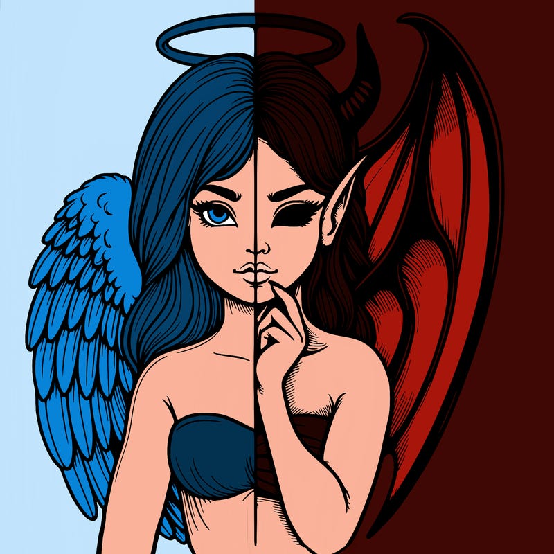 realistic angel half demon