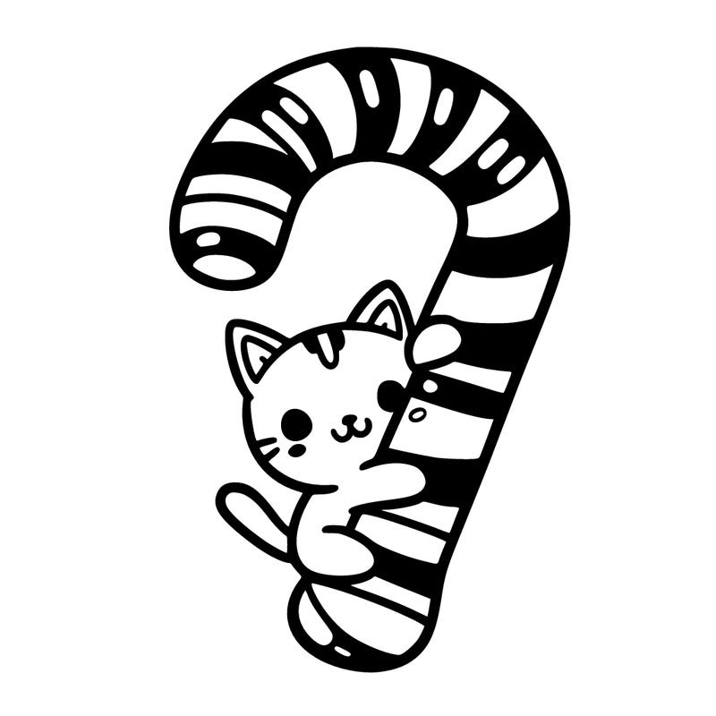 candy cane with a cat