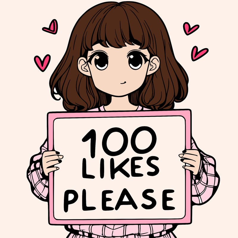 a girl holding a sign saying 100 likes please