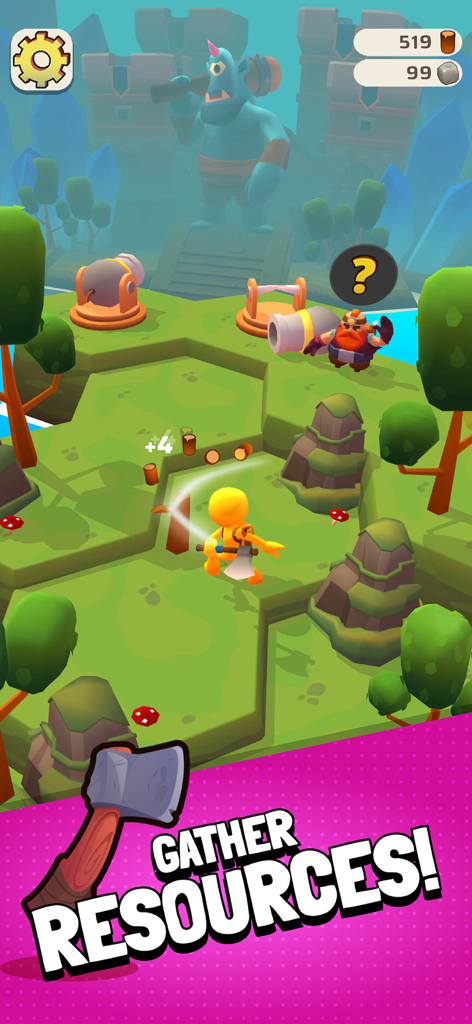 Survival Games - Questopia - Questopia Island Survival 게임에서 나무 자원을 채집하는 모습