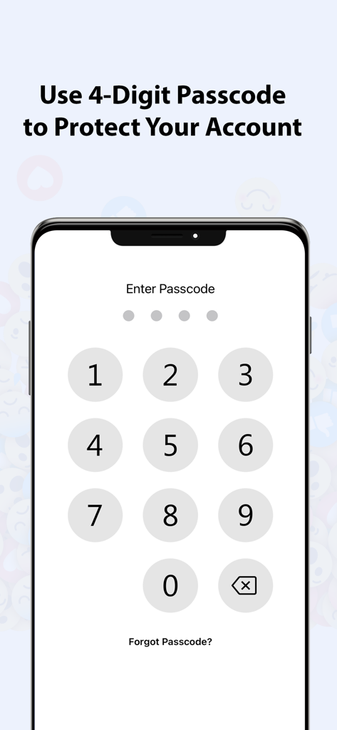 4-stelliger Passcode-Sperrbildschirm für die Buddy Social Networking App