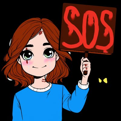 realistic girl holding up a sign