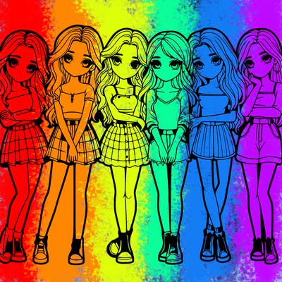 a group of girls realistic