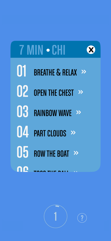 7 Minute Chi - Meditate & Move - A list of six simple Tai Chi and Qi Gong exercises from the 7 Minute Chi app routine