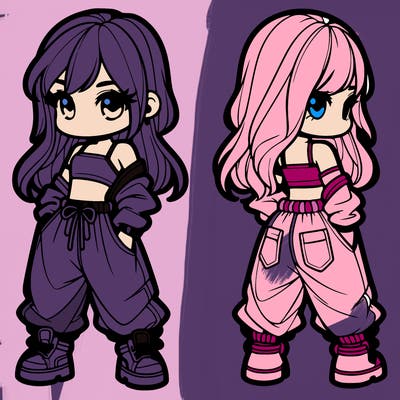 girl in crop top and baggy pants