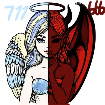 realistic angel half demon