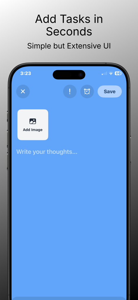 Note Pad+ - Note Pad plus mobile app interface showing how to add tasks in seconds