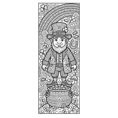 Dive into the charm of St. Patrick's Day with this delightful leprechaun bookmark coloring page. Featuring intricate details of a cheerful leprechaun, shamrocks, and a pot of gold, it's perfect for a festive coloring session.