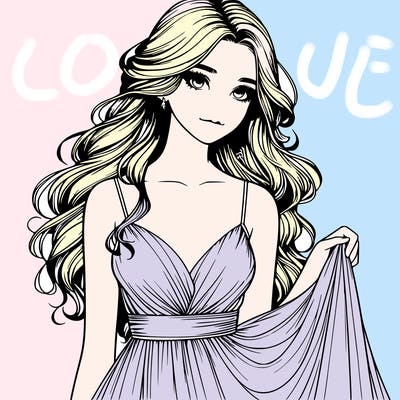 realistic girl in flowy silky prom dress